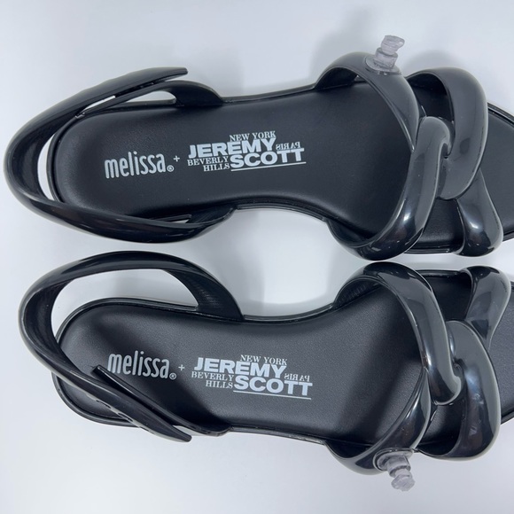 Melissa + Jeremy Scott Womens Tube Slingback Sandals Black Rubber Flat 5-9 New - Picture 9 of 16